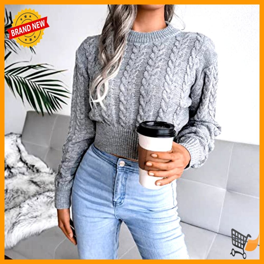 Leopard Print Knitted Pullover Oversized Cropped … - image 2